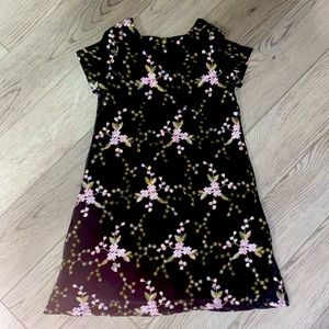 Girls black dress with embroidered pink flowers!!